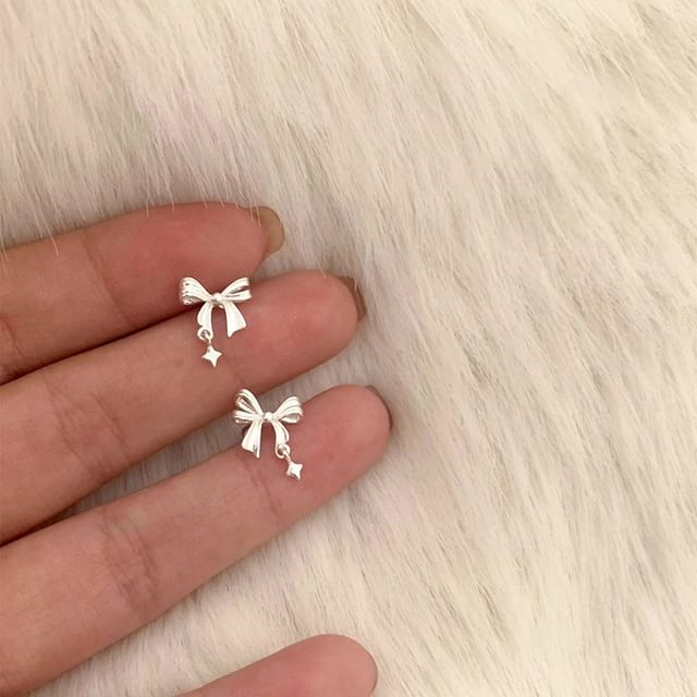 Bow Earring Drop Alloy