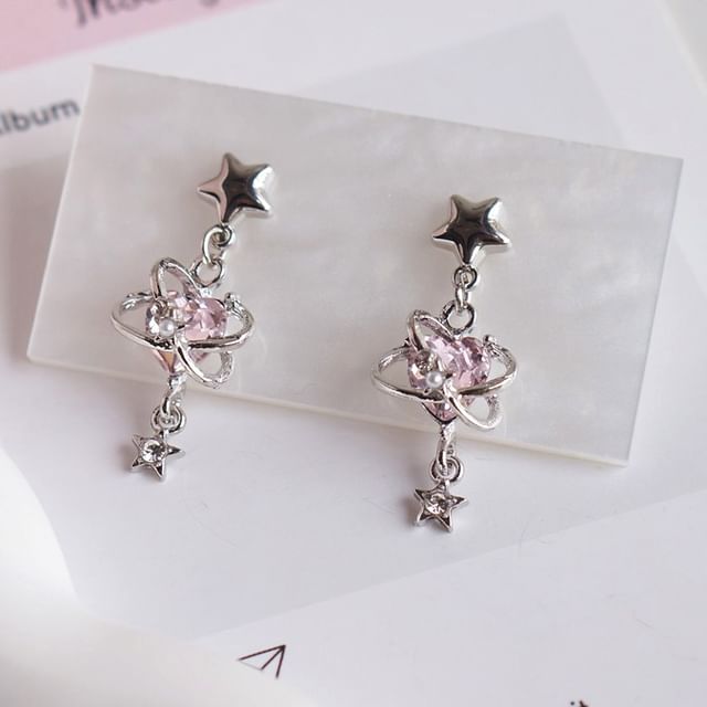 Rhinestone / Earring Star Heart Drop Clip-On