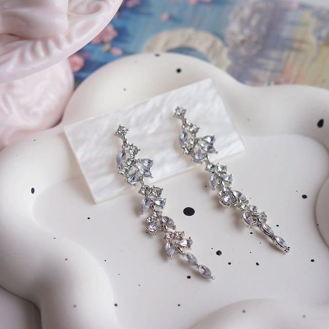 Clip-On Drop Rhinestone / Earring Leaf