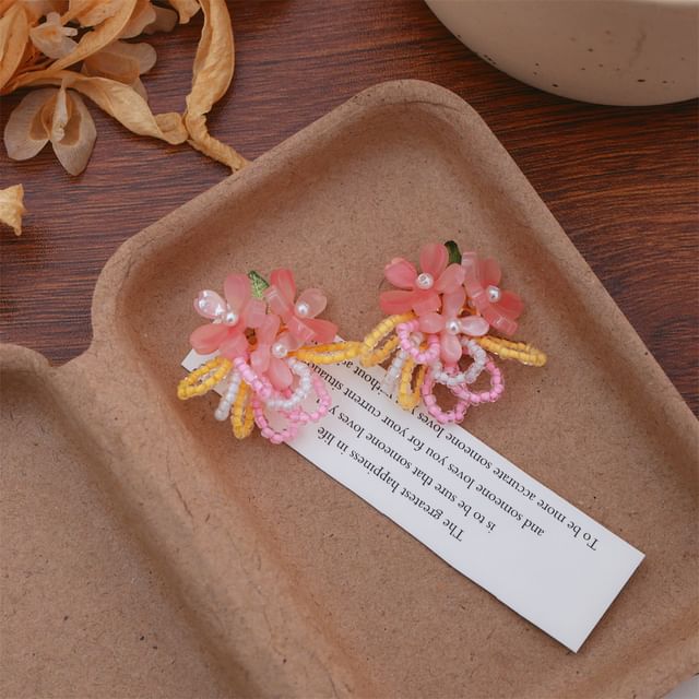 Flower / Stud Earring Faux Pearl Ear Beaded Clip-On