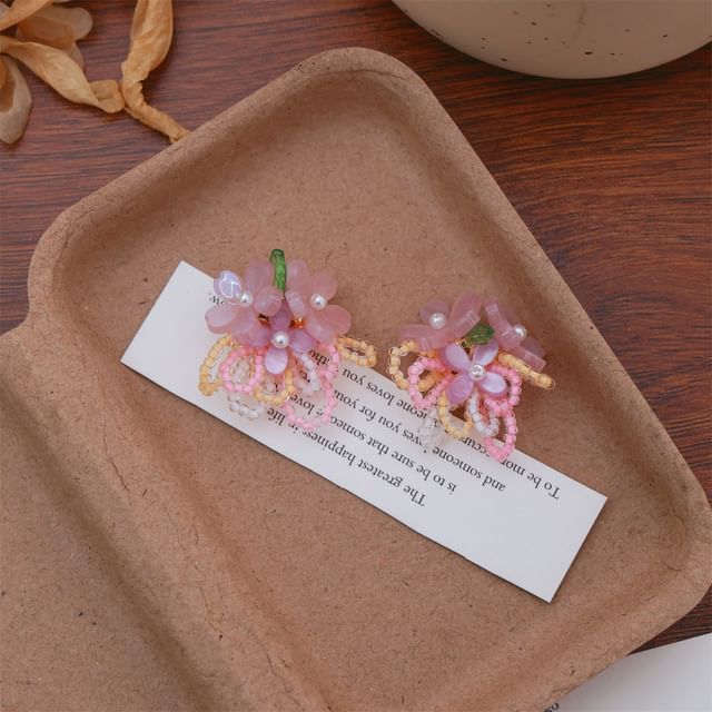 Flower / Stud Earring Faux Pearl Ear Beaded Clip-On