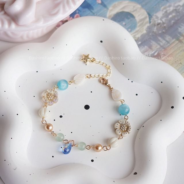 Bracelet Flower Beaded Gemstone