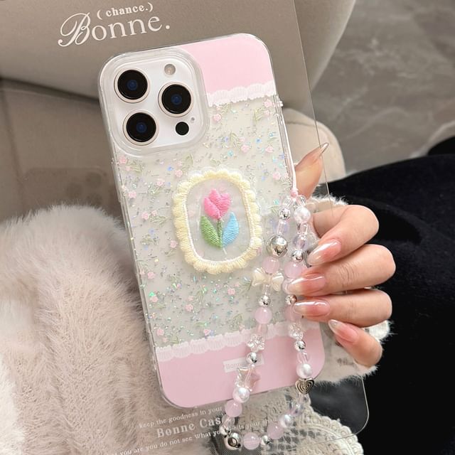 Charm Embroidered Set / Phone Adhesive Floral Decoration Case