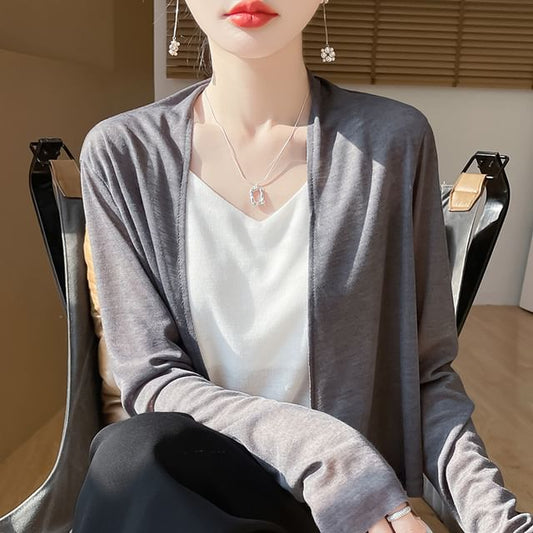 Plain Open Front Light Jacket