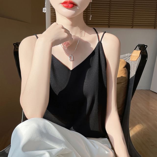 V-Neck Plain Strappy Camisole Top