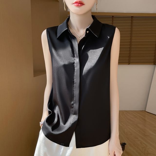 Sleeveless Plain Shirt