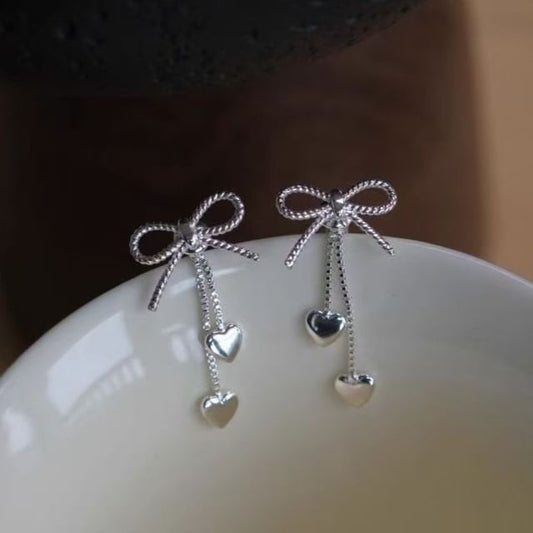 Alloy Earring Heart Dangle Bow