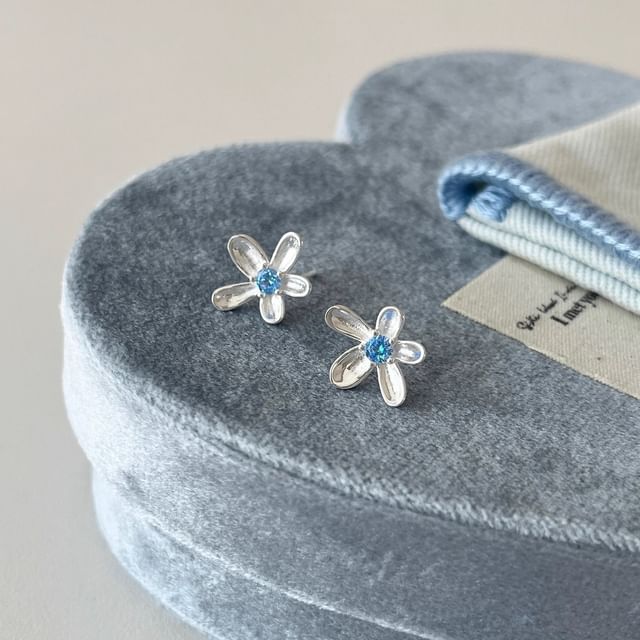 Earring Alloy Floral Stud Rhinestone