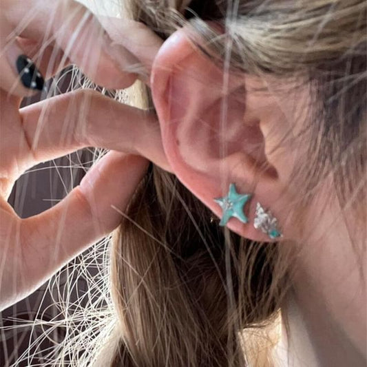 Stud Asymmetrical Earring Starfish Alloy