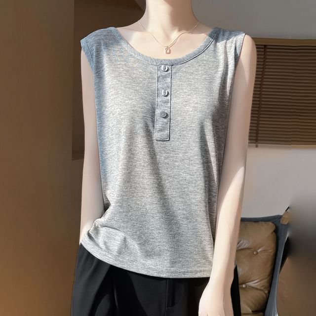 Henley Plain Tank Top