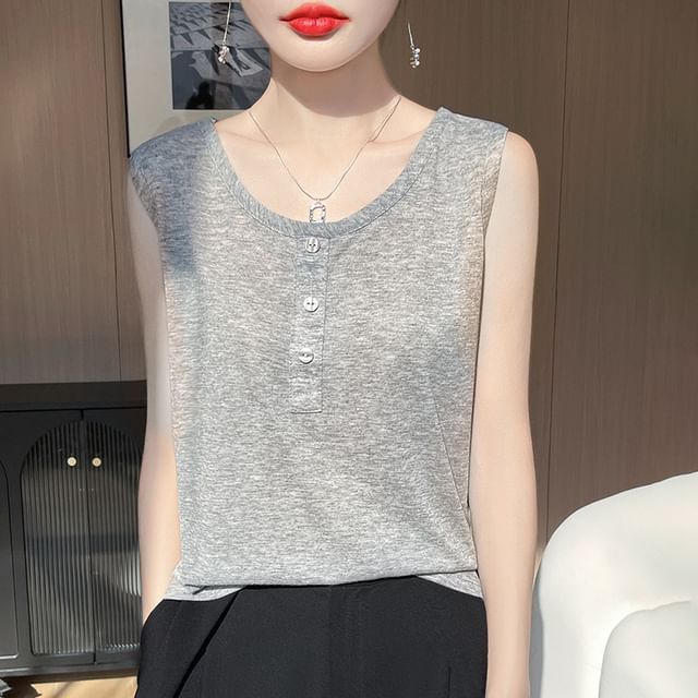 Henley Plain Tank Top