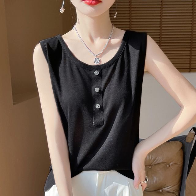 Henley Plain Tank Top