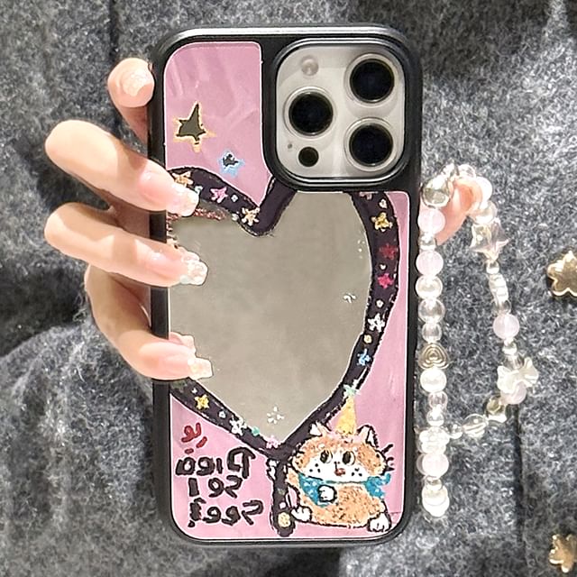 Case Bead / Phone Shape Star Heart Set Strap Mirror