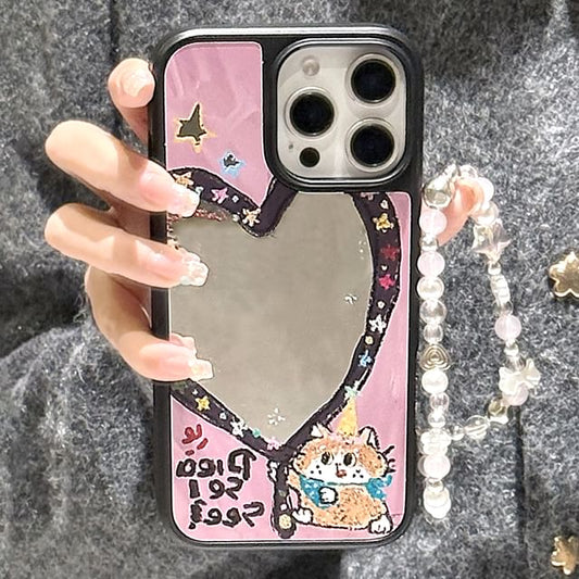 Case Bead / Phone Shape Star Heart Set Strap Mirror