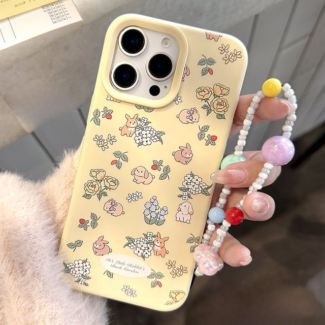 Bead Case Set Strap Phone Print Rabbit /