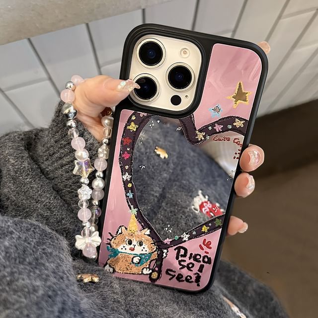 Case Bead / Phone Shape Star Heart Set Strap Mirror