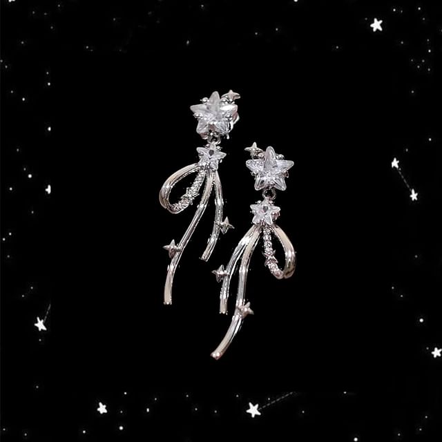 Earring Alloy Drop Rhinestone Bow Star