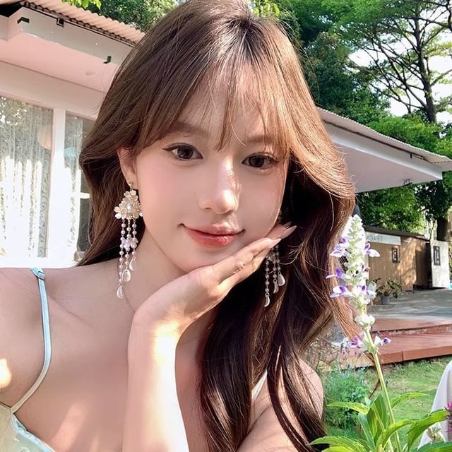 Floral Alloy Fringed Earring