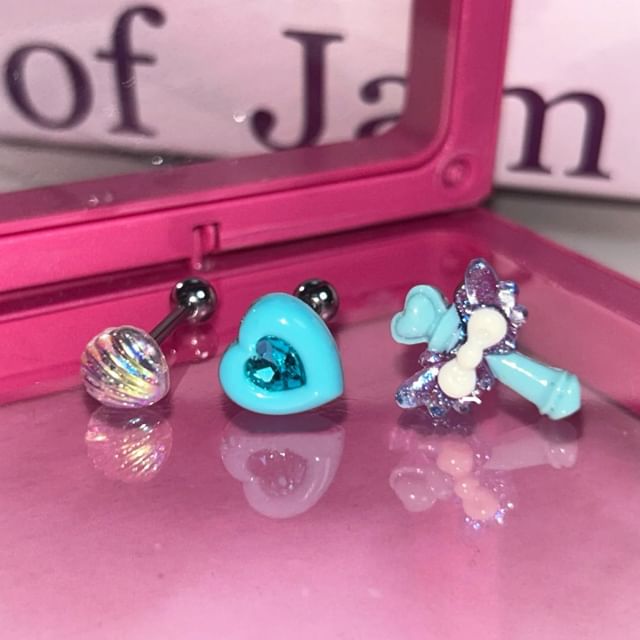 Shell / 3: of Wand Stud Earring Set Alloy Rhinestone Heart