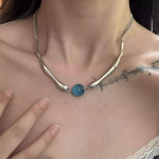 Choker Bead Stone Alloy Faux Eye Cat