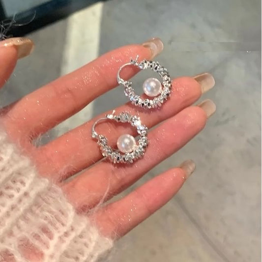 Hoop Beaded Earring Pearl Faux