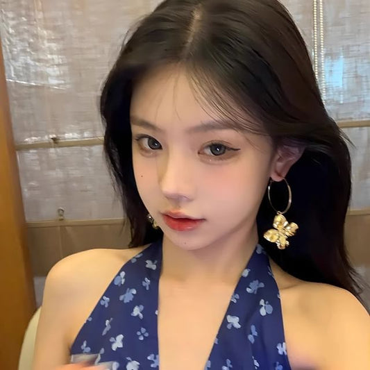 Hoop Earring Drop Flower