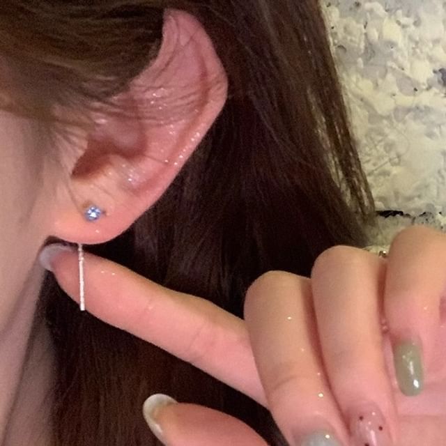 Threader Rhinestone Earring Flower