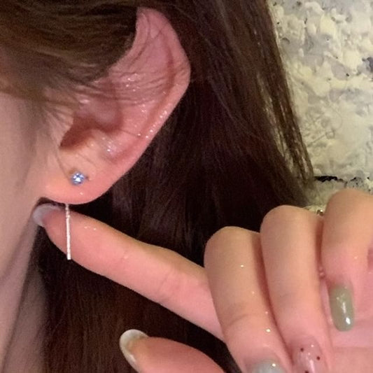 Threader Rhinestone Earring Flower