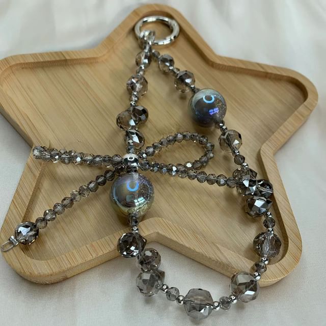 Beaded Strap Phone Faux Bow Crystal Wrist