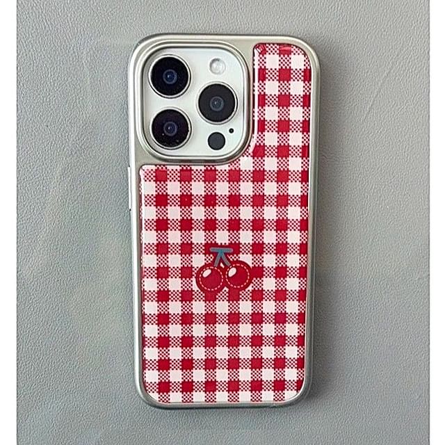 Cherry Gingham Print Phone Case