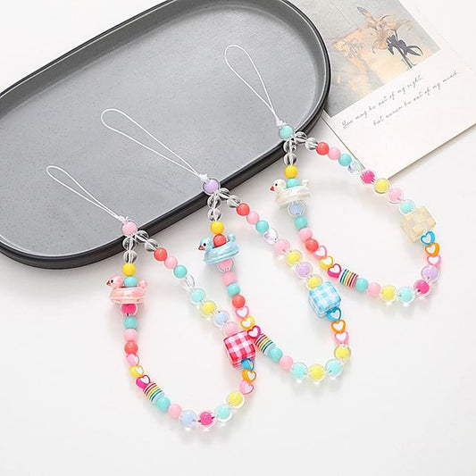 Designs) Bead Strap Duck Cube Phone (Various Plastic