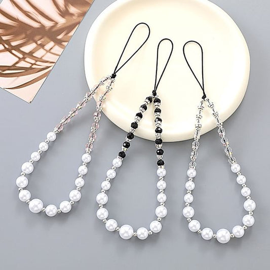 Strap Pearl Rhinestone Faux Phone