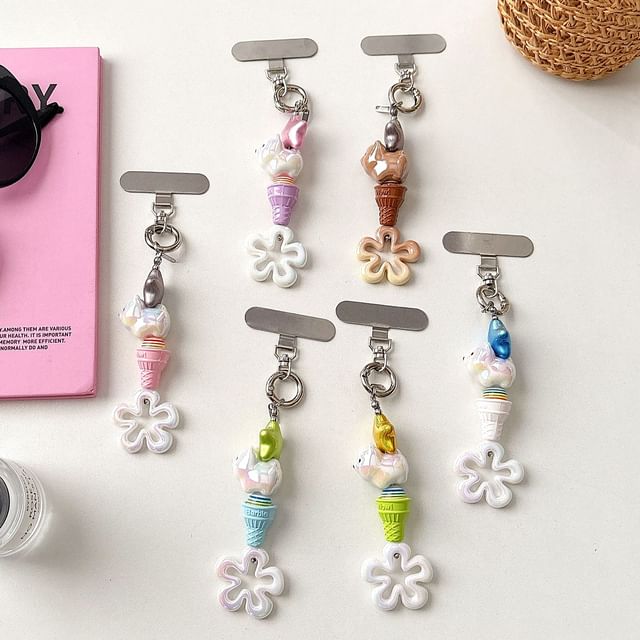 Cream Ice Pad Floral Lanyard Phone Charm Designs) with (Various