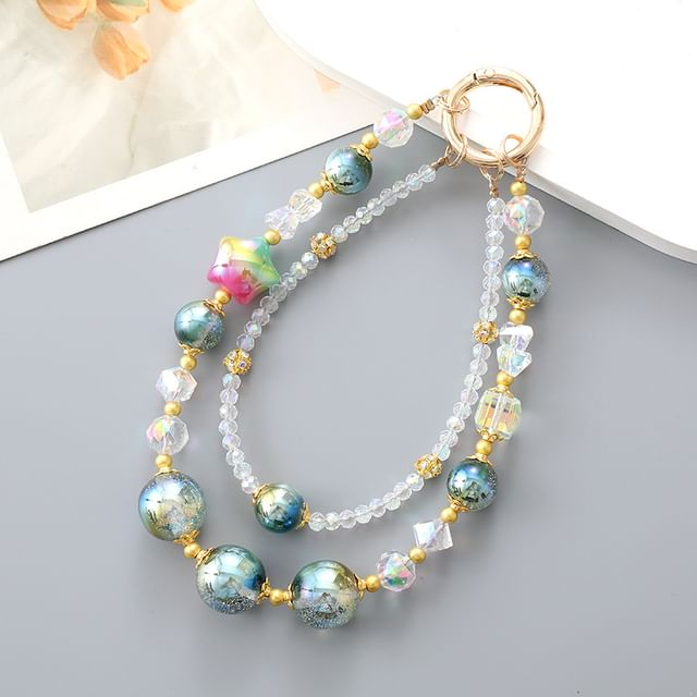Strap (Various Star Designs) Layered Crystal Bead Phone Faux
