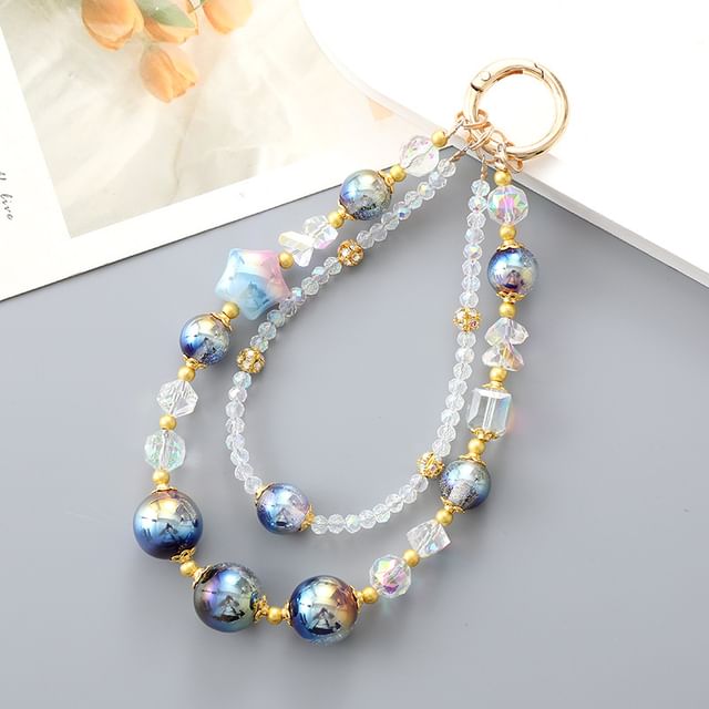 Strap (Various Star Designs) Layered Crystal Bead Phone Faux