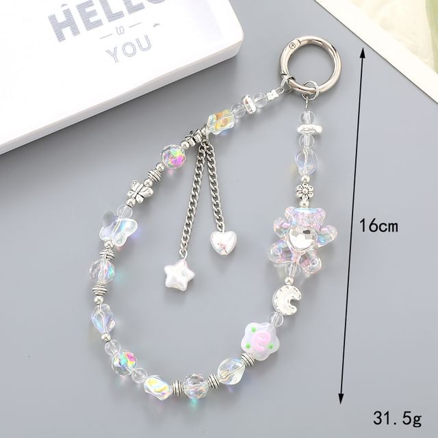 Bear Crystal Faux Floral / Strap Phone Cartoon