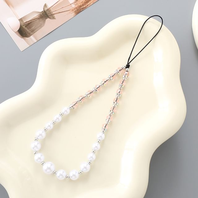 Strap Pearl Rhinestone Faux Phone