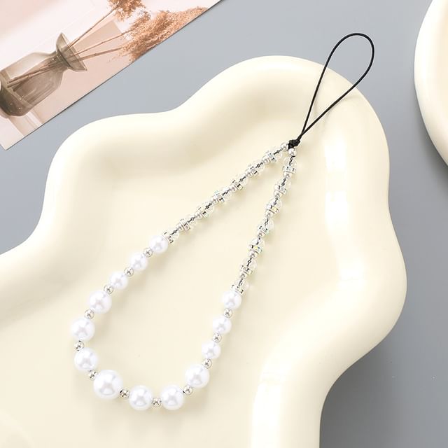 Strap Pearl Rhinestone Faux Phone