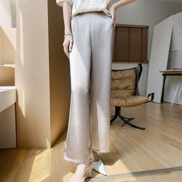 High Waist Satin Wide Leg Pants