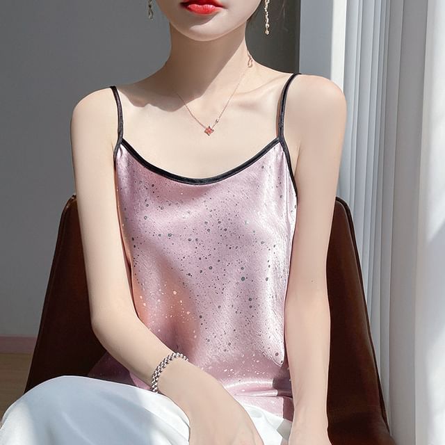 Glitter Contrast Trim Satin Camisole Top