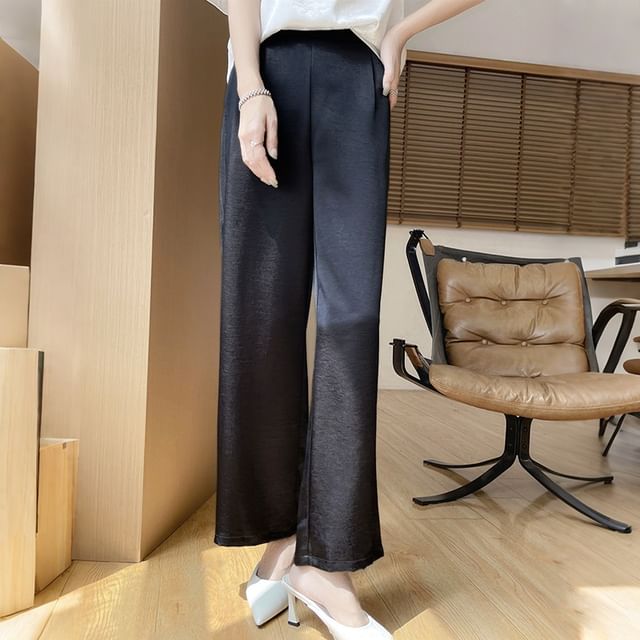 High Waist Satin Wide Leg Pants