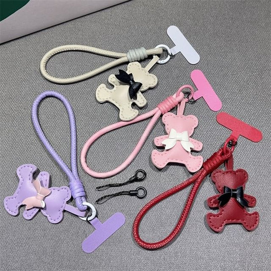 Leather Phone Lanyard Bear with Strap Faux and Pad