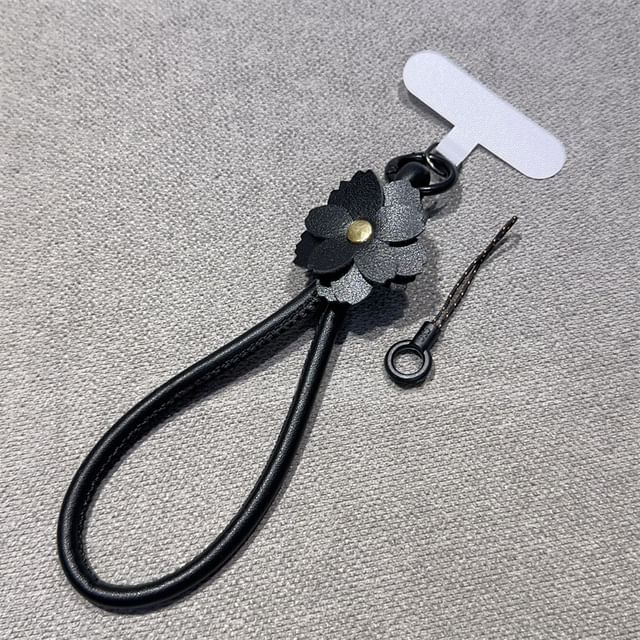 Leather with Strap Phone Floral and Faux Lanyard Pad