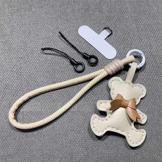 Leather Phone Lanyard Bear with Strap Faux and Pad