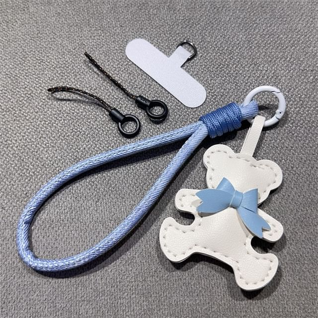 Leather Phone Lanyard Bear with Strap Faux and Pad