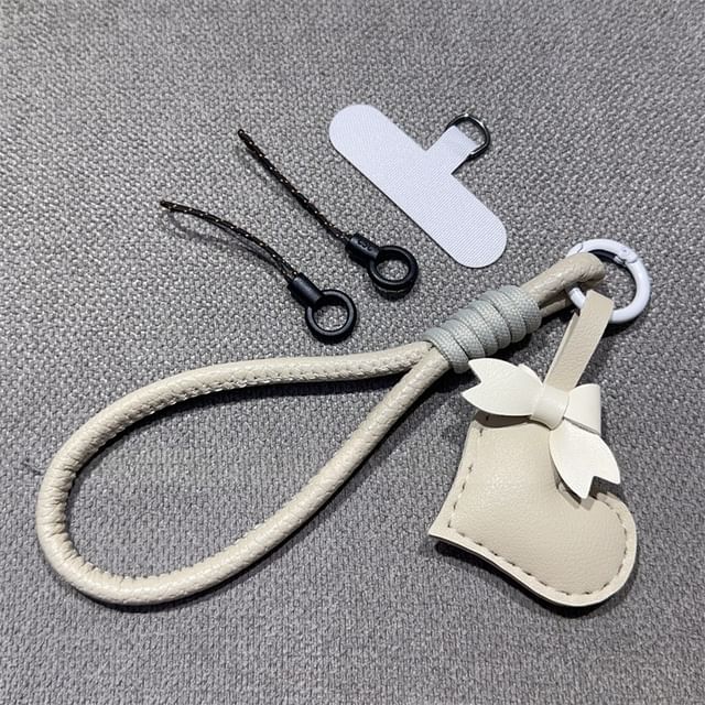 Leather Phone Lanyard Bear with Strap Faux and Pad