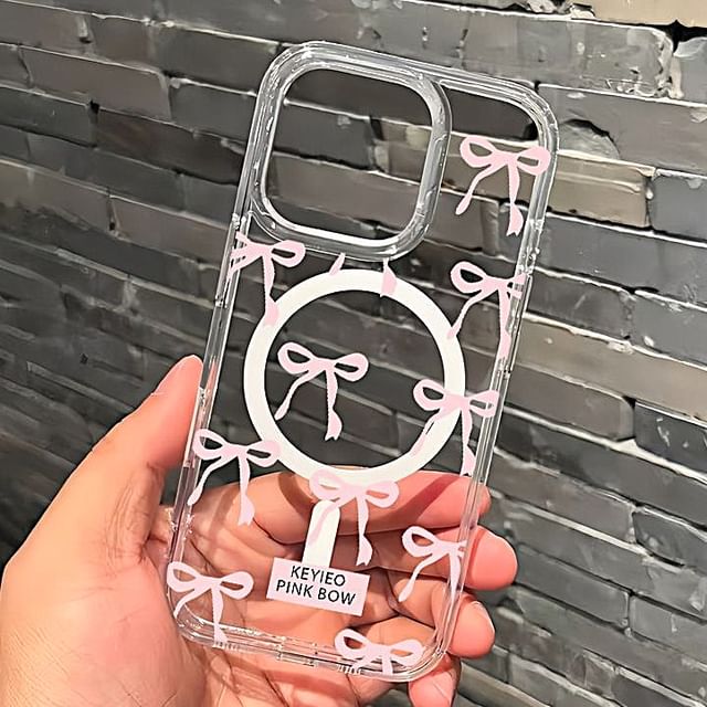 (Compatible Magnetic Transparent with MagSafe) Phone Case Bow