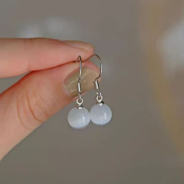 Faux Stone Bead Alloy Earring Cat Eye Dangle
