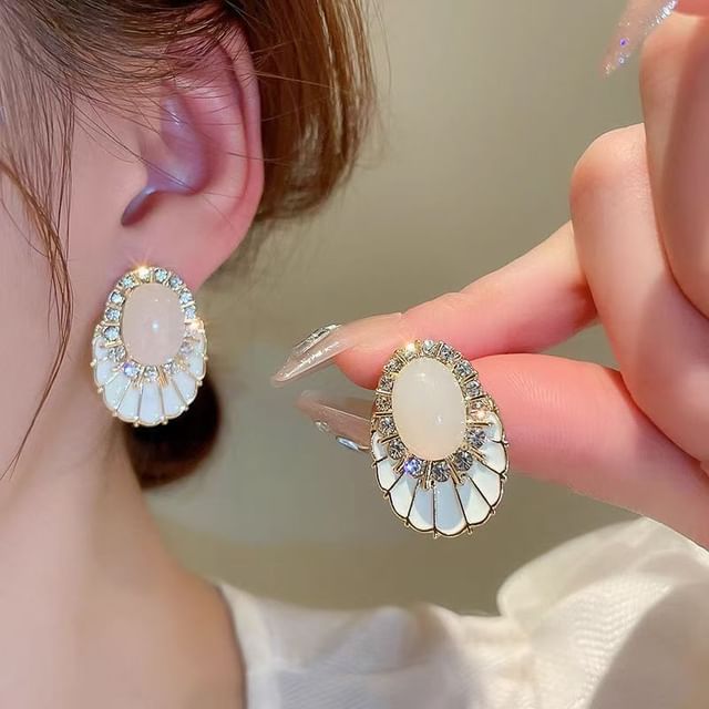 Earring Faux Statement Alloy Gemstone Glaze Rhinestone