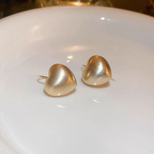 Earring Drop Alloy Brushed Heart